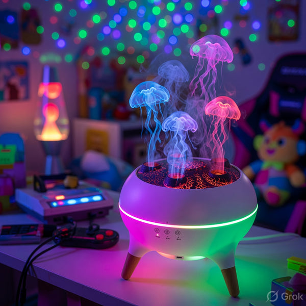 The Jellyfish diffuser with glowing jellyfish mist